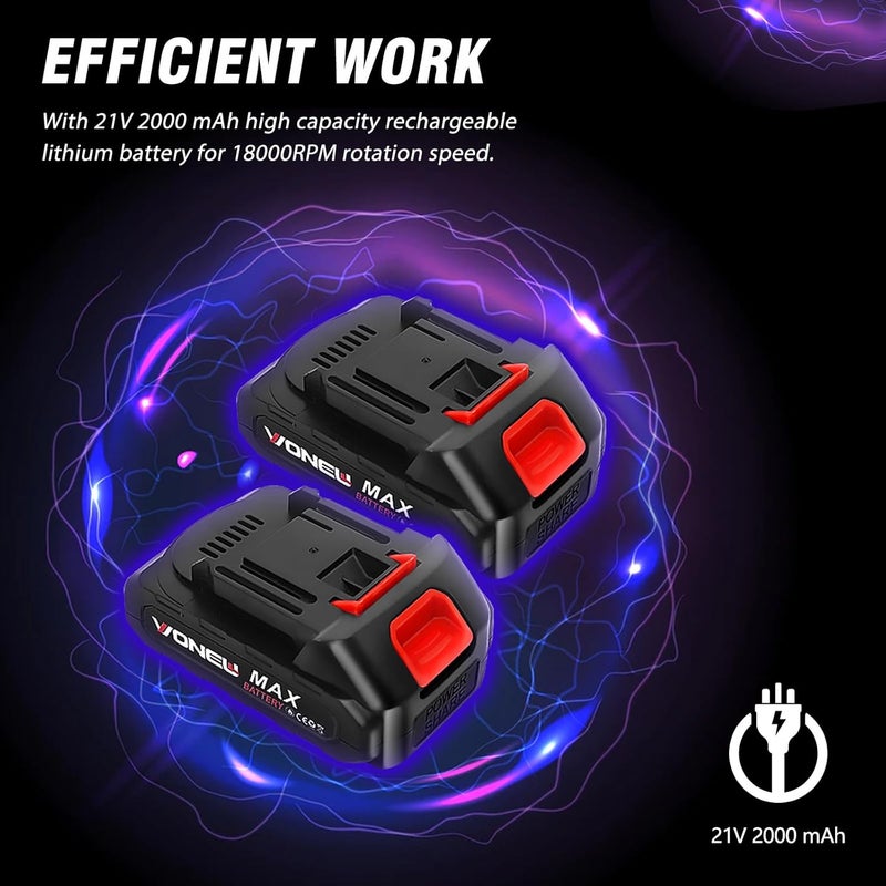 ALSO GO 21V Electric Weed Eater with Wheels,Cordless Battery Weed Wacker with Charger, 3 in 1 Brush Cutter/String Trimmer/Grass Trimmer/Lawn Mower,Edger for Garden and Yard Lawn,2 Batteries Include - Image 4
